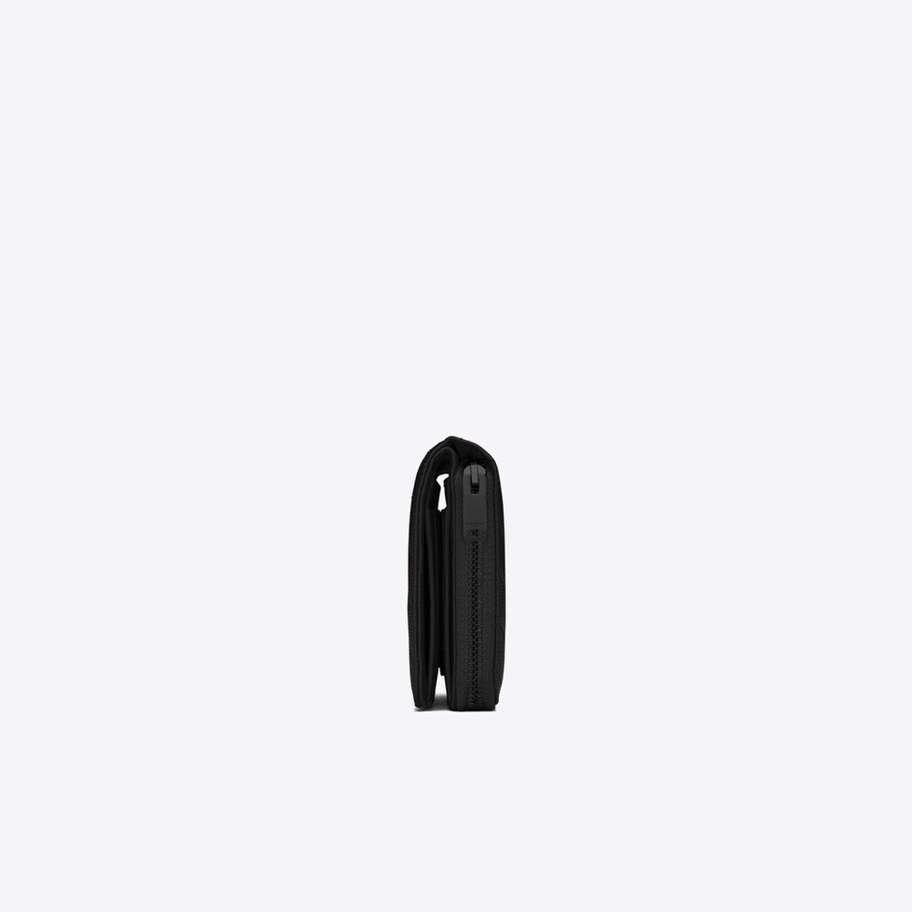 YSL Saint Laurent Cassandra Compact Wallet Black Calfskin Leather Black Hardware - Picture 15 of 15